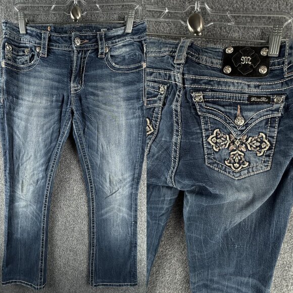 Miss Me Jeans Embellished Urban Blue Denim Women 29 Studded Bootcut ACTL 31X29 - Picture 1 of 16